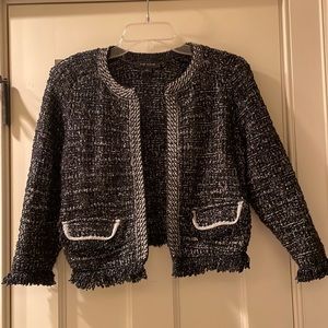Ann Taylor Jacket. Black, white w/silver knit. Size S.